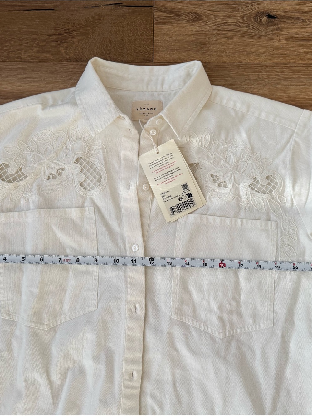 Sezane White Eyelet Button-Down Shirt - Picture 5 of 6